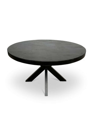 Moderne Mangohouten Ronde Eettafel - met Visgraat Patroon (120cm)