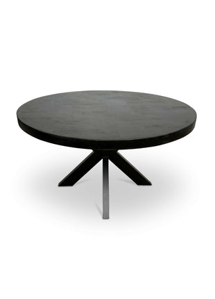 Moderne Mangohouten Ronde Eettafel - met Visgraat Patroon (130cm)