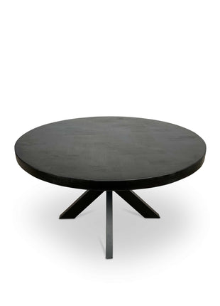 Moderne Mangohouten Ronde Eettafel - met Visgraat Patroon (130cm)