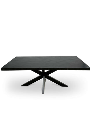 Moderne Mangohouten Rechthoekige Eettafel - zwart met Visgraat Patroon (200cm)