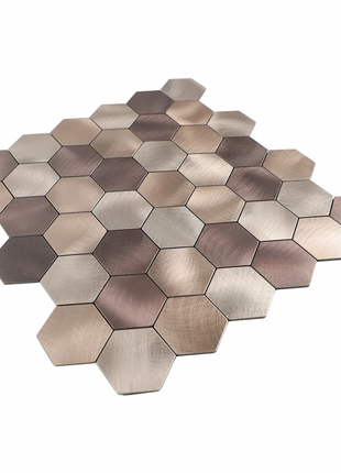 Zelfklevende Mozaïek Steenstrip Hexagon Geborsteld Brons rosé Koper