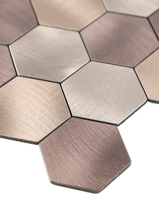 Zelfklevende Mozaïek Steenstrip Hexagon Geborsteld Brons rosé Koper